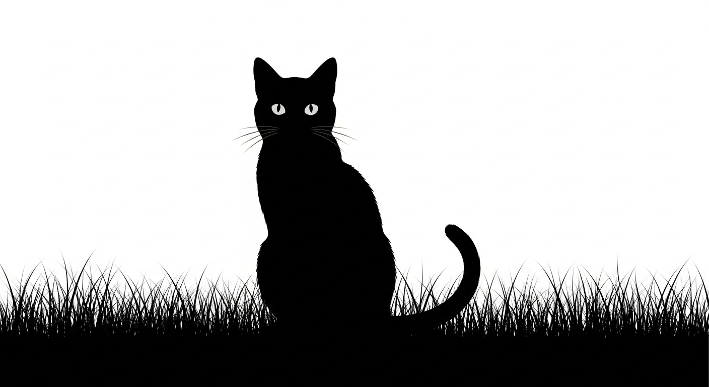 A stylized black cat silhouette against an orange background, the kind of seasonal image whose origins trace back to documented medieval European folklore and Church history.