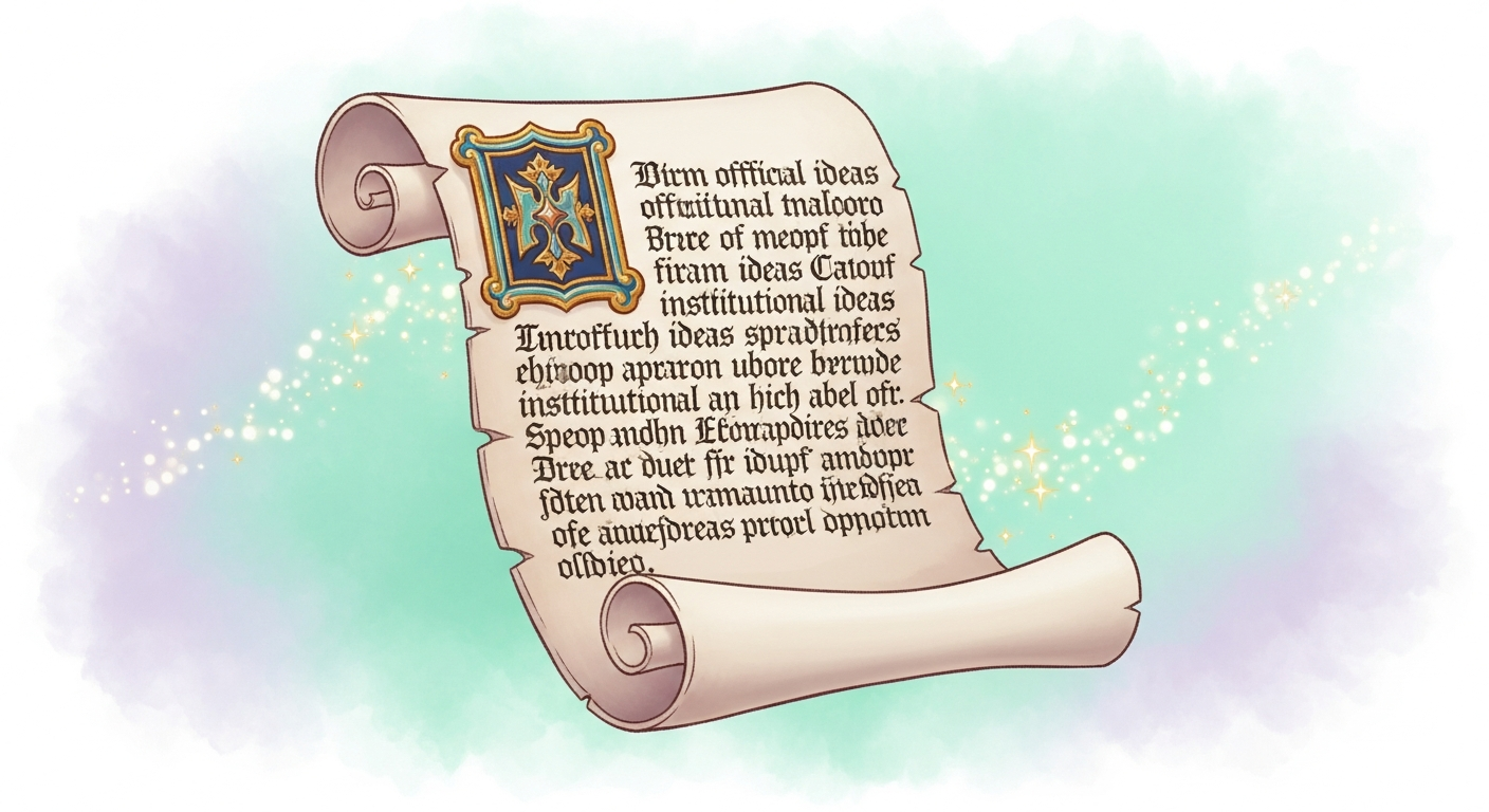 A stylized illustration of a medieval manuscript scroll, representing the kind of official document through which institutional ideas spread across Europe.
