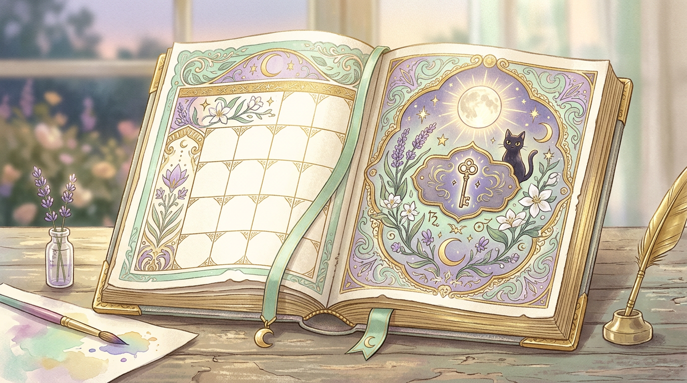 A stylized vintage calendar open to the 13th, evoking the modern folklore around the date — there is no single ancient origin, as folklorist Donald Dossey has documented.