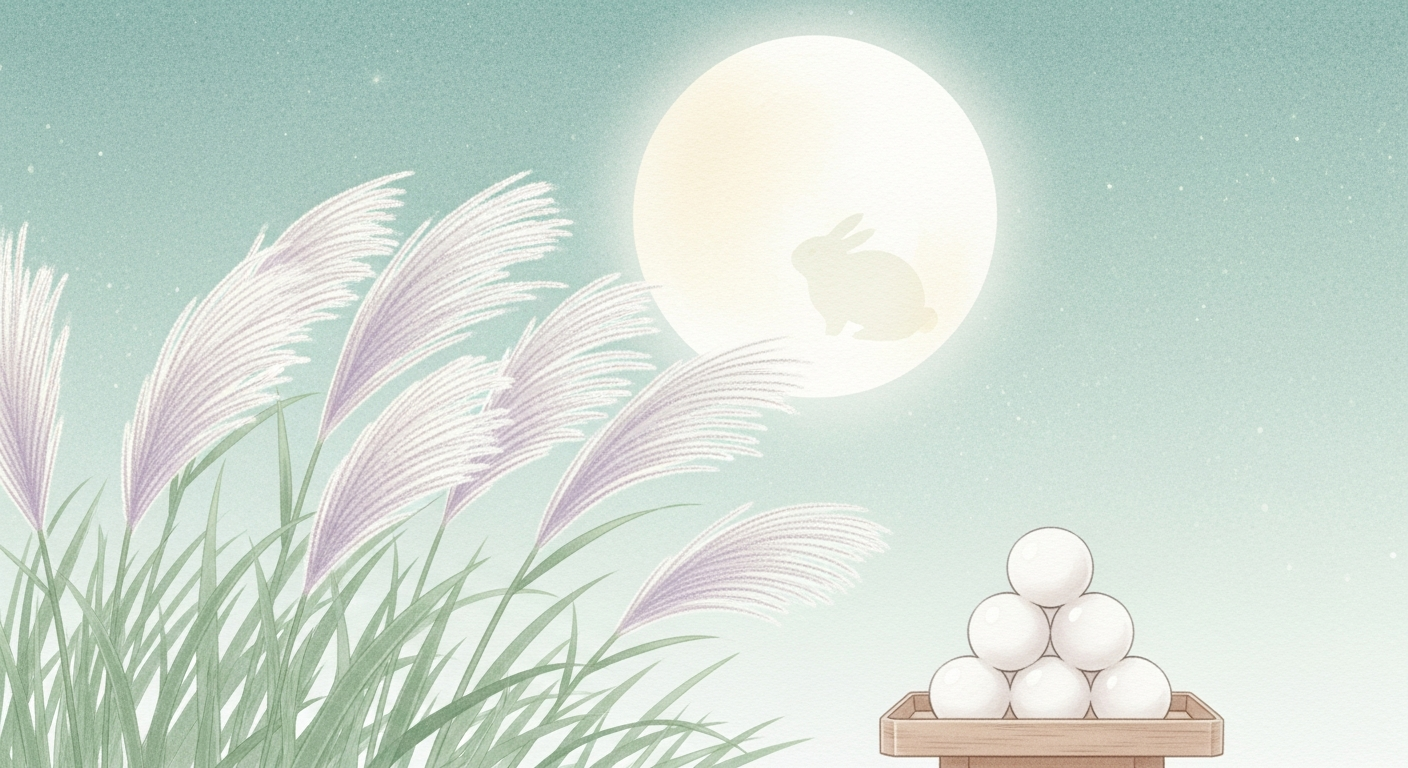 Japan's Tsukimi offers pampas grass and round dango to the harvest moon — where tradition sees a rabbit, not a man.