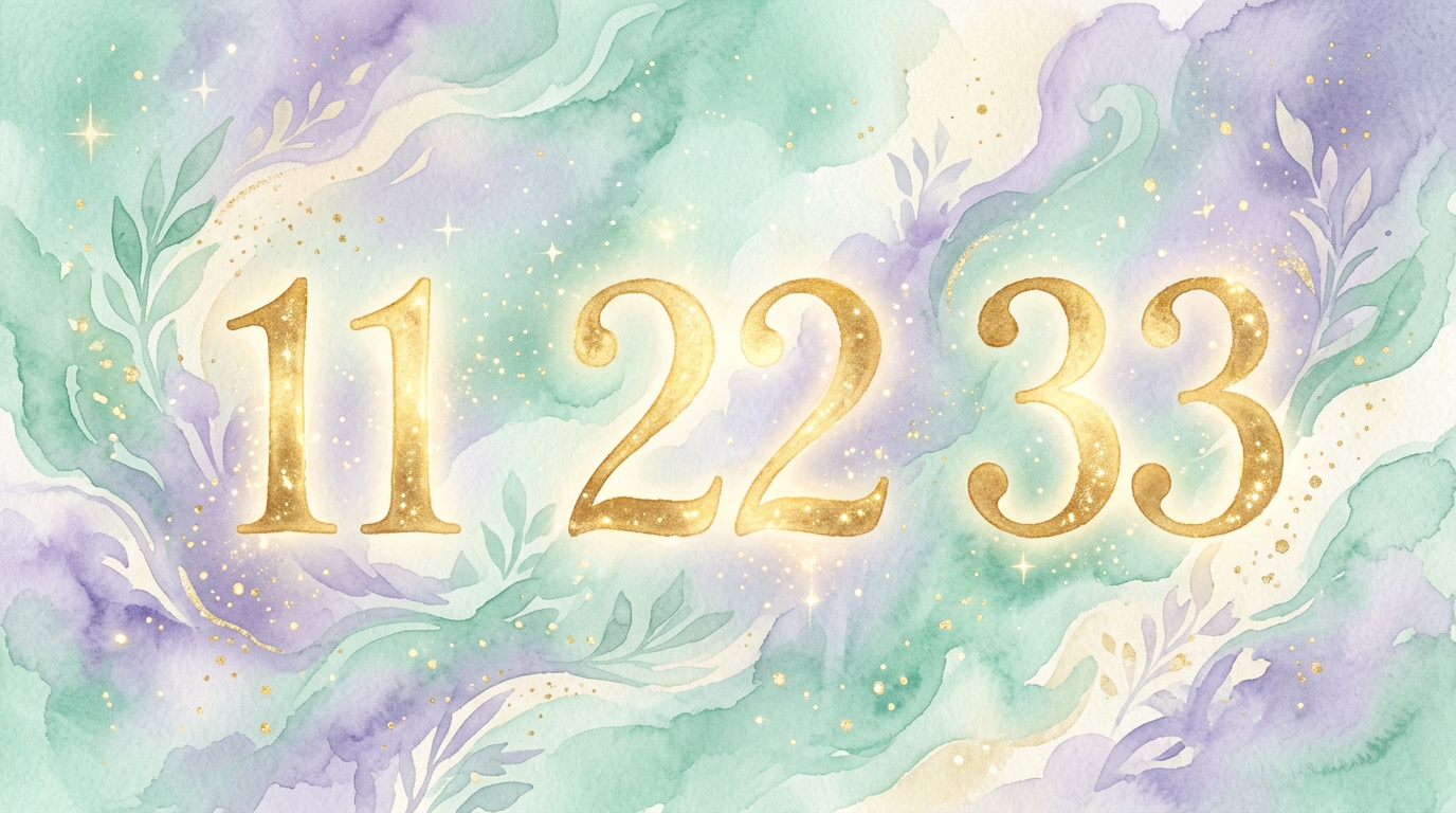 An artistic rendering of 11, 22, and 33 in luminous gold numerals, evoking the idea of numbers that stand apart from the rest.