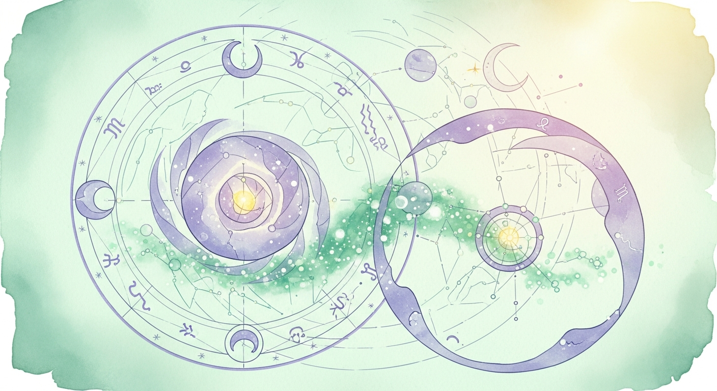 An evocative illustration of an ancient manuscript page with astrological diagrams, representing the tradition of Vettius Valens' Anthologiae.