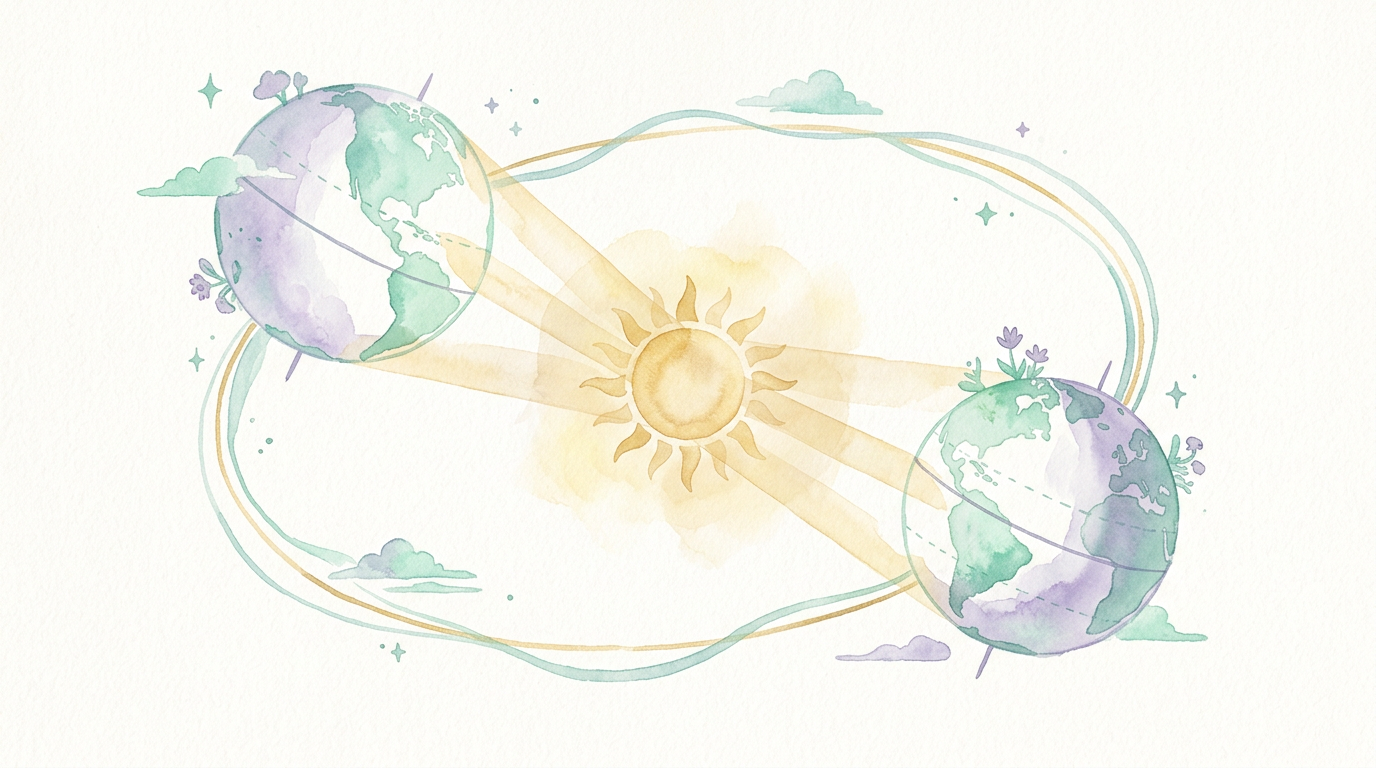 Diagram showing the sun's angle at solstice versus equinox, illustrating the astronomical turning points NASA defines.