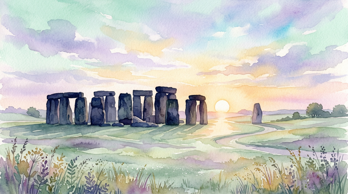 Silhouette of Stonehenge at sunrise, illustrating the midsummer alignment documented by English Heritage.