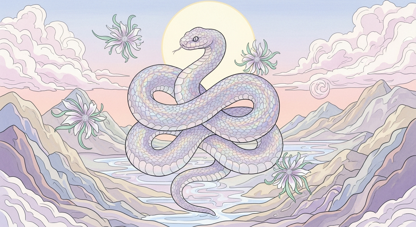 Ilustración de una serpiente enroscada en un paisaje onírico; la tradición interpretativa varía según la cultura y el contexto del sueño, según Artemidoro de Daldis en su Oneirocrítica (siglo II d. C.).