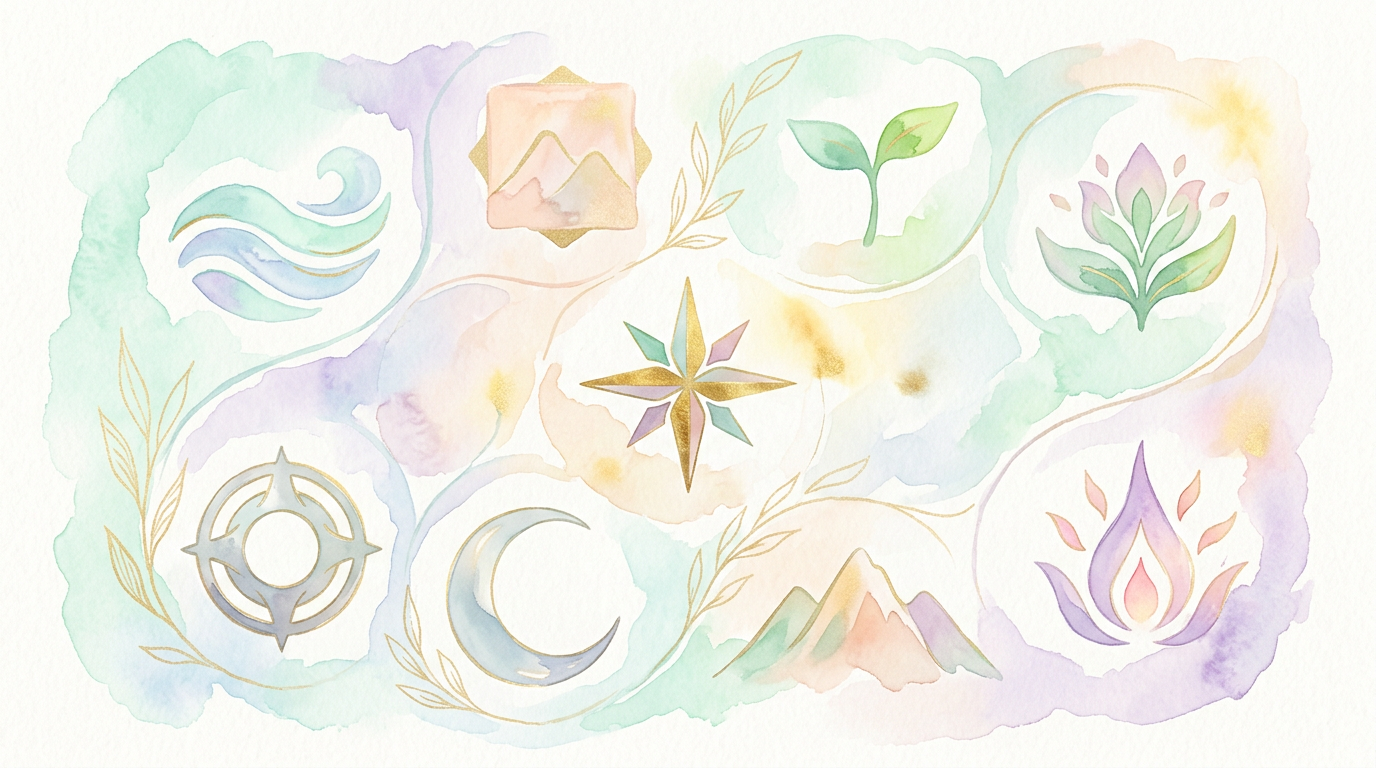 一白水星から九紫火星まで九つの星を並べた図解イラスト。各星の名前には洛書由来の数と五行属性が反映されている。
